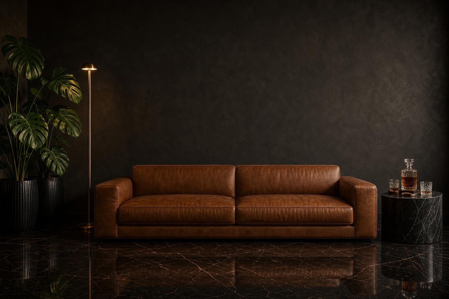 Living room wall with charcoal sofa, used as a scale reference for canvas sizes